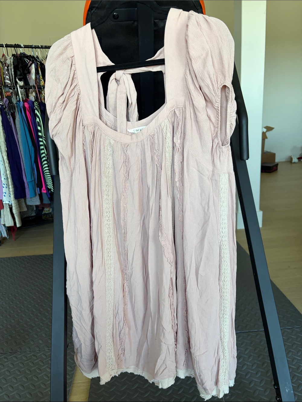 Oli & Hali Pale Blush Midi Dress with Tie Back